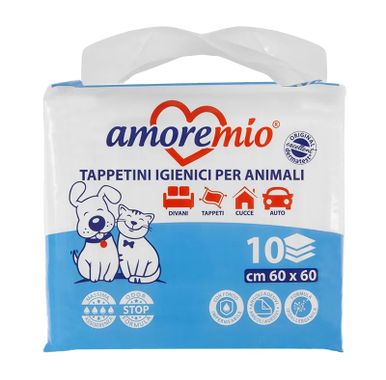 AMOREMIO Hygienematten für Hunde, Katzen und Haustier super saugfähig 60 x 60 cm 10 Stk.