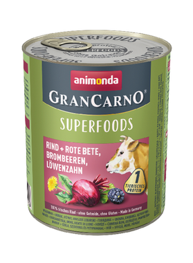 Animonda GranCarno - Superfoods,
Rind + Rote Bete, Brombeeren, Löwenzahn 800 g