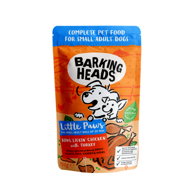 Barking Heads Little Paws Schüssel Lickin' Huhn und Truthahn Nassfutter 150 g