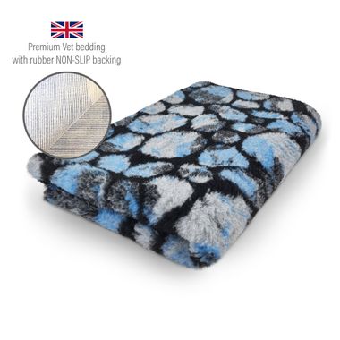 DRYBED Premium Vet Bed Steine blau 150 x 100 cm