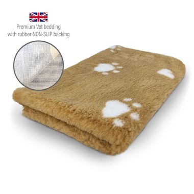 DRYBED Premium Vet Bed PawHearts camel 150 x 100 cm