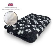 DRYBED Premium Vet Bed Small Paws schwarz mit weißen Pfoten 100 x 75 cm