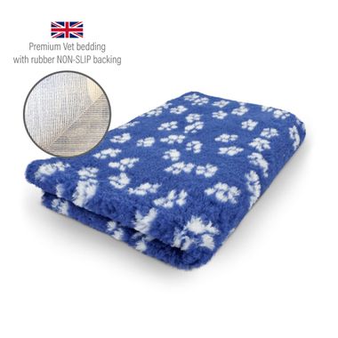 DRYBED Premium Vet Bed Small Paws blau mit weißen Pfoten 100 x 75 cm