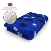 DRYBED Premium Vet Bed blau mit schwarzen & weißen Pfoten 100 x 75 cm
