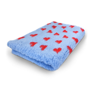 DRYBED Premium Vet Bed Valentine hellblau mit fuchsie Herzen 100 x 75 cm