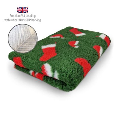 DRYBED Premium Vet Bed XMAS Santa Socks grün 100 x 75 cm