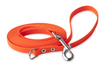 Firedog BioThane Hundeleine 13 mm 1,2 m mit Handschlaufe & D-Ring orange