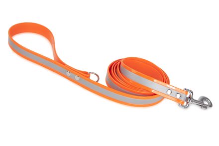 Firedog BioThane Hundeleine Reflekt 25 mm 1,2 m mit Handschlaufe & D-Ring orange