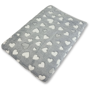 Wellness Hondenmat - Hearts - Microvezel Fleece 70 x 50 cm grau